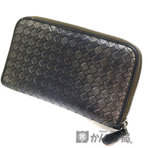 BOTTEGA VENETA Zip Around Wallet Leather Khaki Green